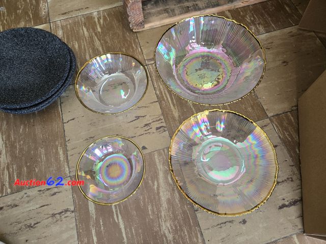 Lot 44-6941b - Glass Flat Plate Set of 4 - Desserts, Salads, Appetizers, Small Lunch Plates and more. Salad plates, dessert plates, scratch resistant. Kitc...