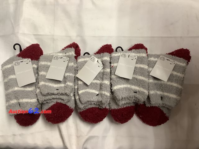 Lot 44-6152q - 5 pairs of Fuzzy socks size 4-10 shoe size west loop brand. See All Photo's Not Tested Never opened, Factory Sealed