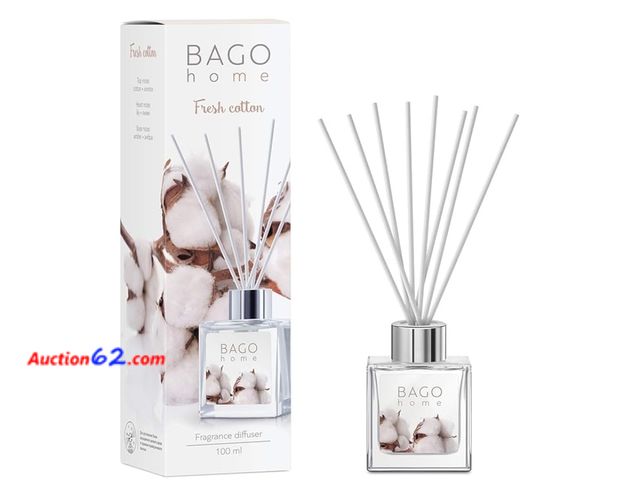 Lot 44-6765t - BAGO home Fragranced Reed Diffuser Set 100 ml 3.4 oz Fresh Cotton Appears New, A basic inspection has been given to this item. Sold AS-IS.