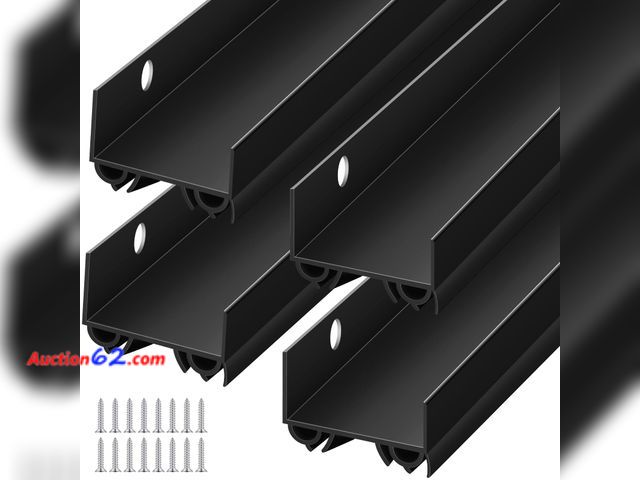 Lot 44-1668o - Lineshading 4 Sets Door Sweep Plastic PVC 1 3/4" x 36" Slide on Bottom Exterior Door Seal Strip for Weather Stripping Draft Stopper (Black) ...