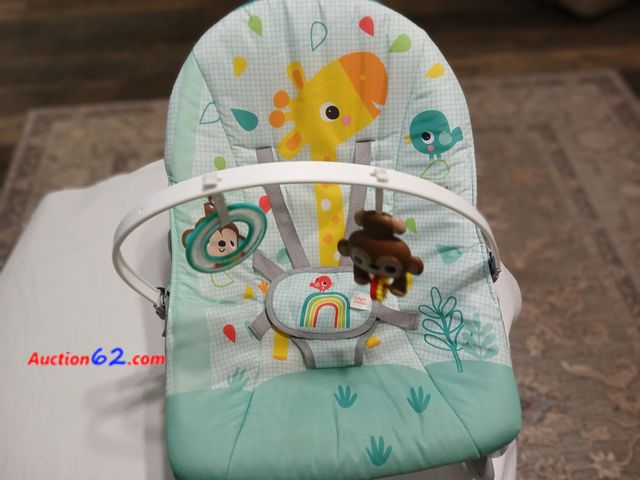 Lot 44-2108j - Very gently used Bright Starts vibrating baby rocker seat with toys.  See photos. Used See All Photo's Added today
