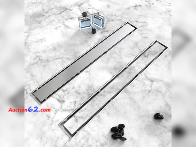 Lot 44-1664w - HTOH Linear Shower Drain 28 Inch, 2 in 1 Rectangular Shower Floor Drain, 304 Stainless Steel Linear Shower Drain with Tile Insert Grate, Adj...