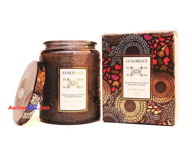 Lot 44-6585p - Zizia Soy Wax Scented Candle - Lavender and Eucalyptus Fragrance with 40 Hours Burning - Calm Nerves &amp; Relieve Anxiety - Perfect for Hom...
