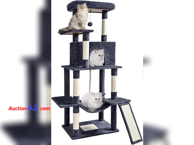 Lot 44-254p - Cat Tree Tower 63in Multi-Level Cat Tower Appears New, A basic inspection has been given to this item. Sold AS-IS.