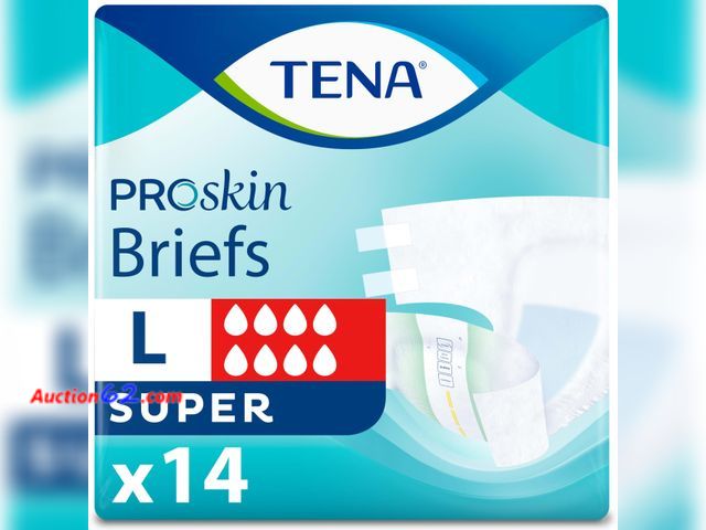 Lot 44-857 - TENA Proskin Incontinence Super Briefs, Adult Diapers, Super Absorbency, Bladder Leaks Control, Large, 14 count See All Photo's Not Tested A...