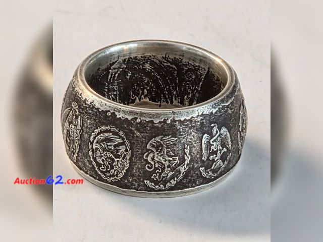 Lot 44-8327g - AWESOME 2022 .999 SILVER 1 MEXICAN ONZA MADE INTO A RING! **CONTAINS .81 OZ. OF .999 SILVER** SIZE IS APPROXIMATELY 9. PLEASE LOOK AT THE PH...