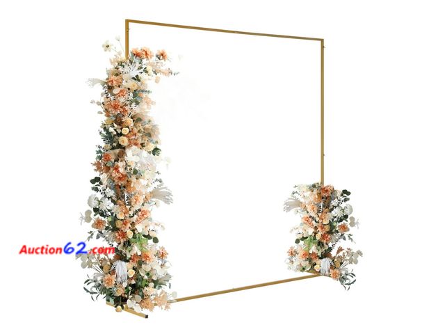 Lot 44-5430p - 6.6FT Iron Arch Backdrop Stand,Gold Wedding Balloon Arched Square Frame, Metal Arch Stand Backdrop for Birthday Party Ceremony Decoration In...
