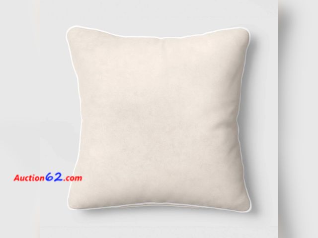 Lot 44-271e - 18"x18" Reversible Velvet Pillow Ivory/Khaki - Threshold™ Appears New, A basic inspection has been given to this item. Sold AS-IS. See All P...
