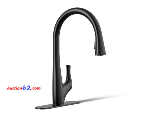 Lot 44-24p - $160 Retail value- KOHLER R43210-BL Bevin™ Pull-Down Kitchen Sink Faucet with Two-Function sprayhead, 1.5 GPM, Matte Black Appears New, A ba...