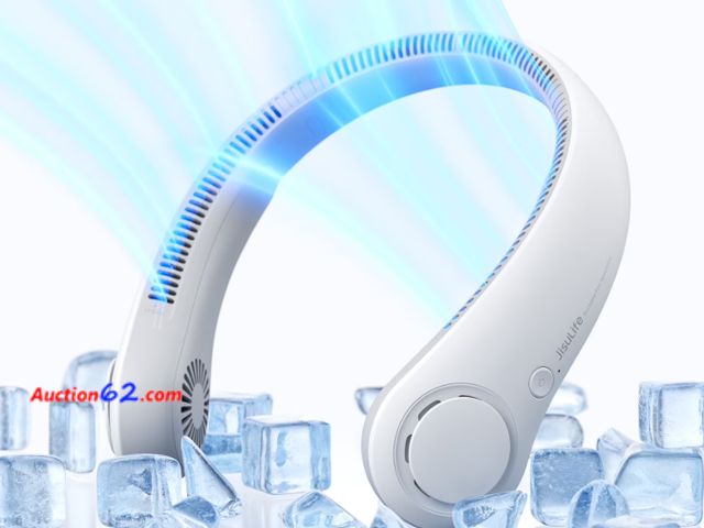 Lot 44-1710f - JISULIFE Portable Neck Fan, 5-Speed Wearable Fan with 4000mAh rechargeable battery, 360°Airflow Cooling Fan, Bladeless Hand-Free Design Esse...
