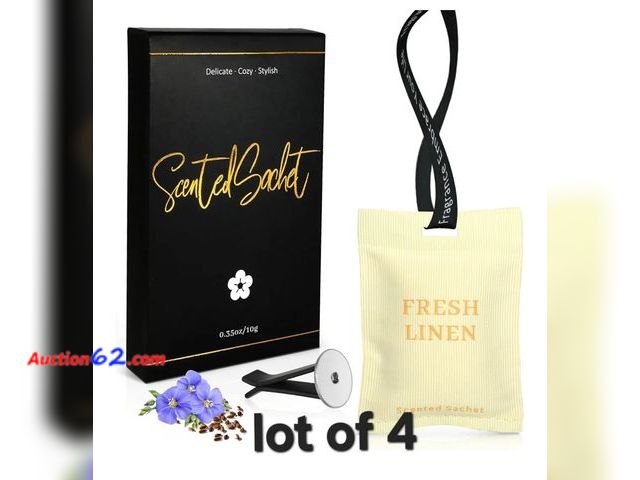 Lot 44-6560k - Lpt of 4 Scent-Hi Car Air Freshener, Scented Sachets for Drawer and Closet Sachet Bags, Long Lasting Home Scent Sachet Bag(Fresh Linen) Appe...