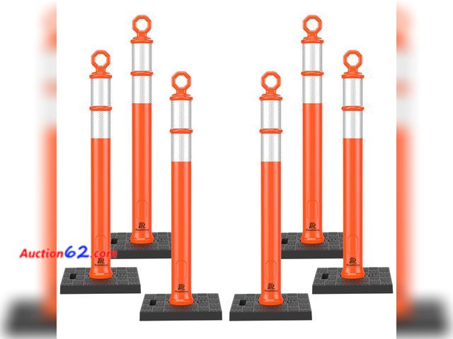 Lot 44-193m - $108 Retail price - RoadHero 42 Inch Orange Traffic Delineator Post Cones with Base, 6 Pack See All Photo's Appears New, A basic inspection ...
