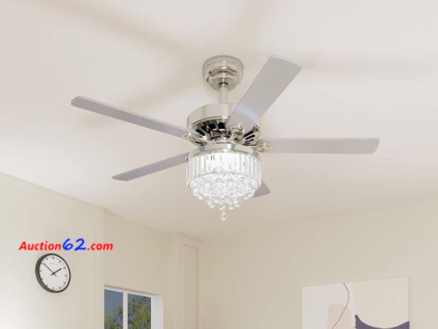 Lot 44-1153o - Retail value $149-  Chandelier Ceiling Fan with Remote, 52 Inch Crystal Fan Light, Indoor Fan Ceiling with 3 Speed, Silent Reversible Motor,...