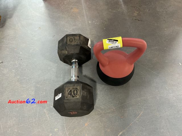 Lot 44-614j - Dumbbell and All in Motion Kettlebell Lot
 Not Tested See All Photo's E-Commerce Return, A basic inspection has been given to this item. Sol...