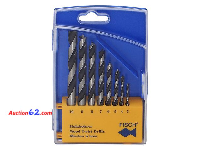 Lot 44-1905a - Fisch 01200008K Standard Wood Twist Drill Set in Plastic Box, 0 V, Multi-Colour, 3-10 mm, 8-Piece See All Photo's Not Tested E-Commerce Retu...