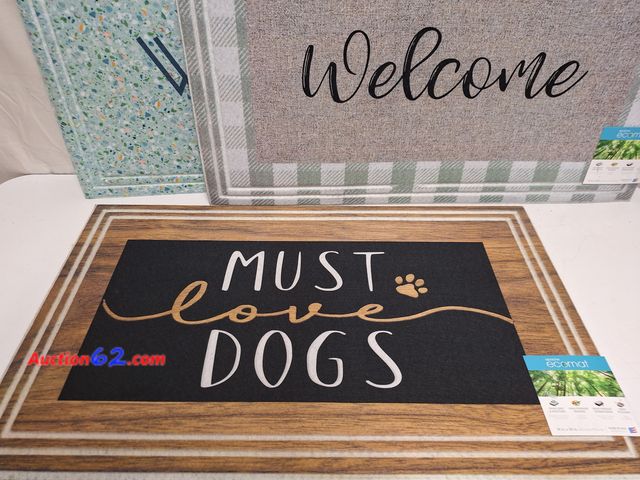 Lot 44-7397p - Lot of (3) 18"×30" heavy-duty, slip-resistant, weather-resistant, eco-friendly entrance mat for indoor/outdoor use Appears New, A basic insp...