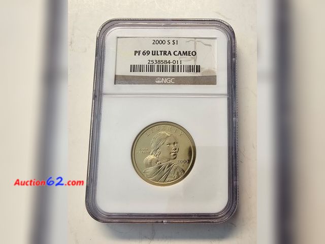 Lot 44-8323u - 2000-S SACAGAWEA PROOF DOLLAR GRADED PF 69 ULTRA CAMEO BY NGC. ONE POINT SHY OF A PERFECT COIN!-NT