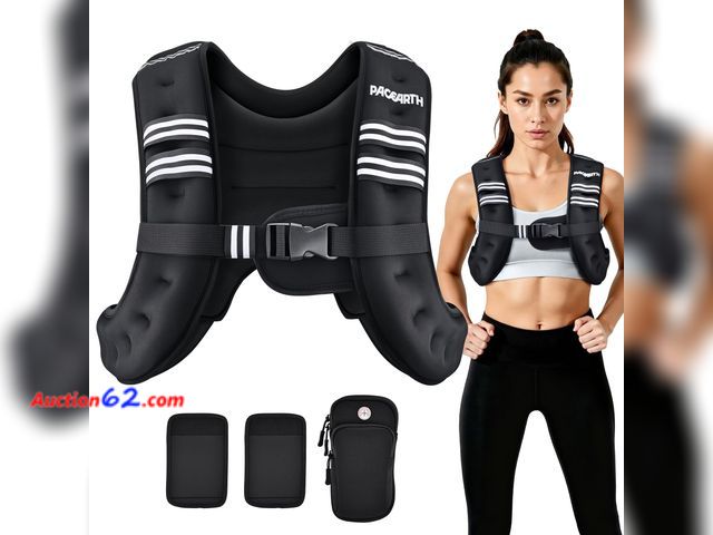Lot 44-9088m - PACEARTH Weighted Vest, 10 Ibs Weight Vest with Reflective Stripe, Body Weight Vests for Women, Men, Weight Loss Workout, Strength Training,...