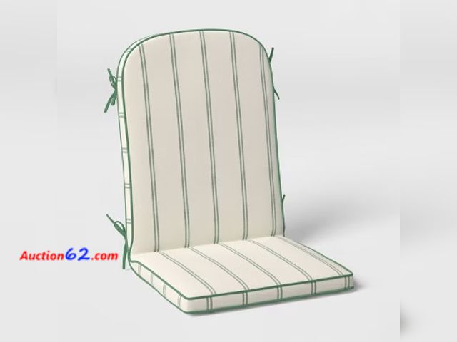 Lot 44-101w - Studio Mcgee Target Threshold Deep Seat Cushion 21"x43" Striped Curved Outdoor One Piece Chair Cushions Cream E-Commerce Return, A basic ins...