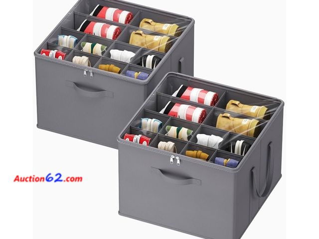 Lot 44-6538g - Lifewit Shoe Storage Organizer for Closet, Fits 12-16 Pairs, Large Shoe Box Storage Containers with Clear Cover and Reinforced Handles, Fold...