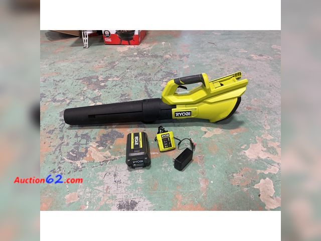 Lot 44-803f - $120 Retail price - Ryobi RY40LB01 Blower - 40V, Includes Battery and Charger Not Tested Used Powers on, not tested further