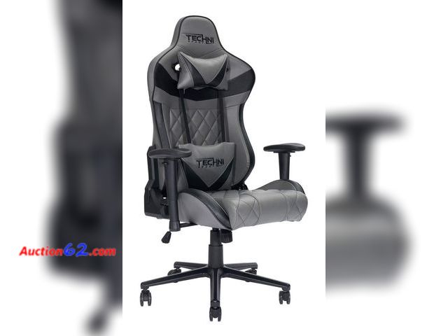 Lot 44-44t - $245.04 Retail price - Techni Sport Polyurethane and Steel Frame XL-Ergonomic Gaming Chair in Gray Appears New, A basic inspection has been ...