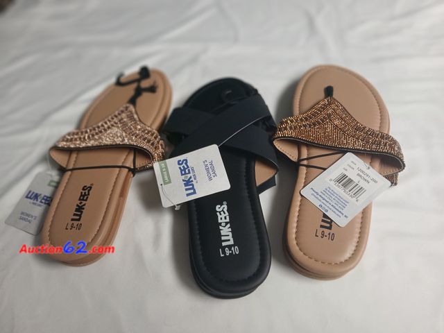 Lot 44-2310b - Three new  with tags size 9/10 Luk Ees made by Muk Luks.shoes.  See photos. 1. Appears New, A basic inspection has been given to this item. ...