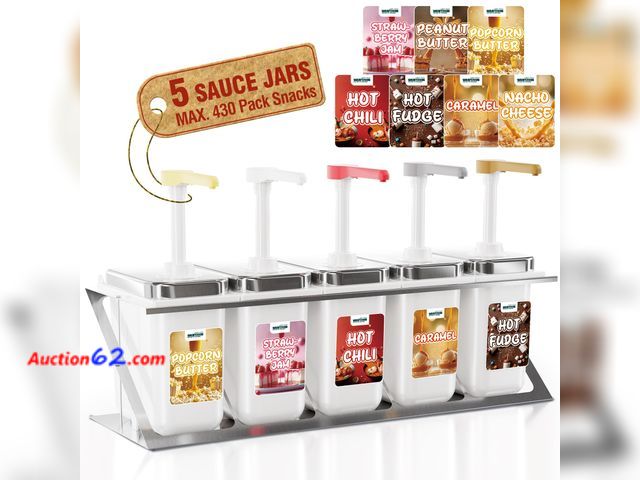 Lot 44-1160o - $139.99 Retail price - WantJoin Nacho Cheese Dispenser - 13.75 Qt Condiment Pump Dispenser, Stainless Steel Housing and Lid, Food-Grade PP 5...