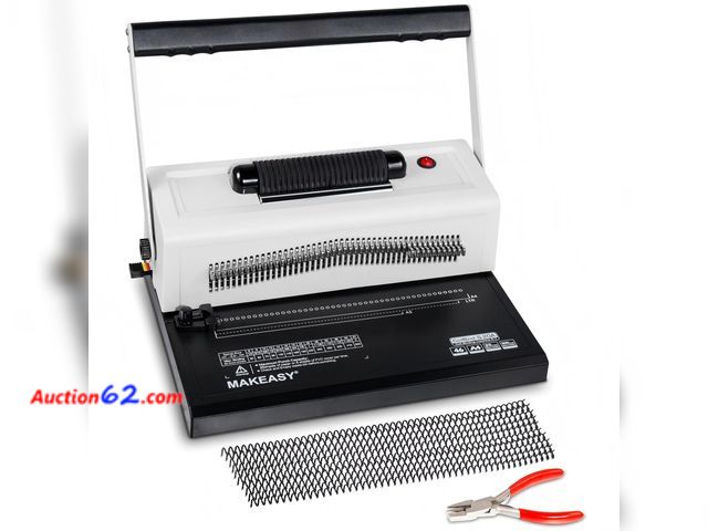 Lot 44-1171o - $199.99 Retail price - MAKEASY Spiral Coil Binding Machine with 46 Fully Disengaging Pins - 4:1 Pitch - Electric Coil Inserter - Adjustable ...