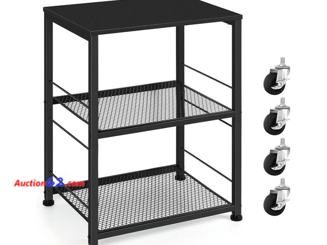 Lot 44-6971p - OYEAL Black Night Stand Industrial End Table with Storage Shelf Narrow Side Table for Small Spaces, Stable Metal Frame (Black) Appears New, ...