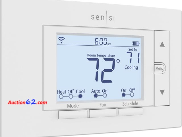 Lot 44-1864a - $76.8 Retail price - Sensi Smart Thermostat, 100 Years Of Expertise, Wi-Fi, Data Privacy, Programmable, Easy DIY Install, Works With Alexa, ...