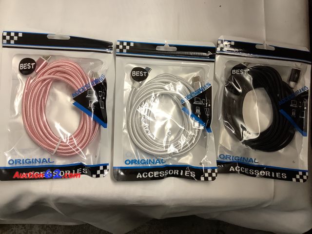 Lot 44-4026w - Pack of 3 C to C Charger original accessories, 6ft,
Assorted colors. New. See All Photo's Not Tested Never opened, Factory Sealed