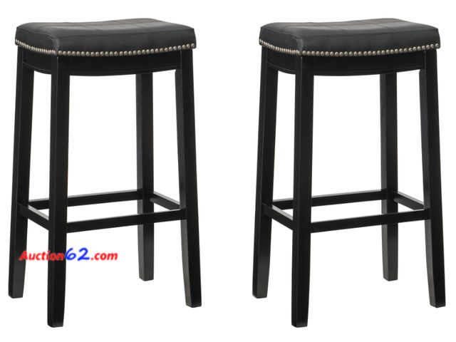 Lot 44-1585w - $120 Retail price - Transitional Upholstered Bar Stool with Nail-Head Trim Appears New, A basic inspection has been given to this item. Sold...