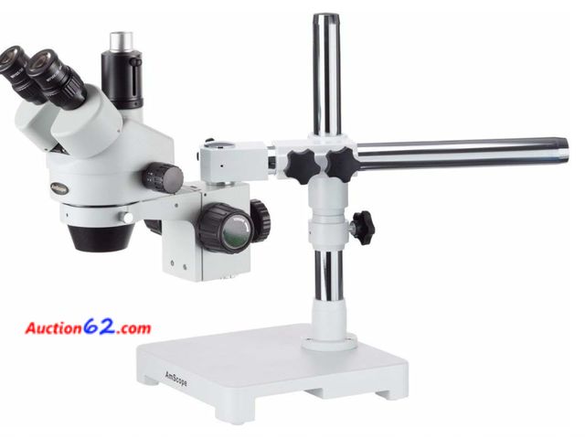 Lot 44-20b - $715 Retail price - AmScope SM-3T Professional Trinocular Stereo Zoom Microscope, WH10x Eyepieces, 7X-45X Magnification, 0.7X-4.5X Zoom Obje...