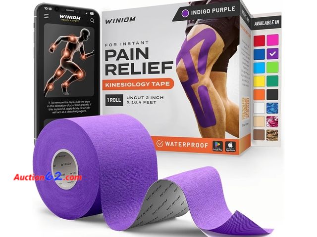 Lot 44-6934g - Kinesiology Tape-Incredible Support for Athletic Sports and Recovery -Uncut 2 inch 32 feet Roll (Indigo Purple  Pack of 1) Appears New