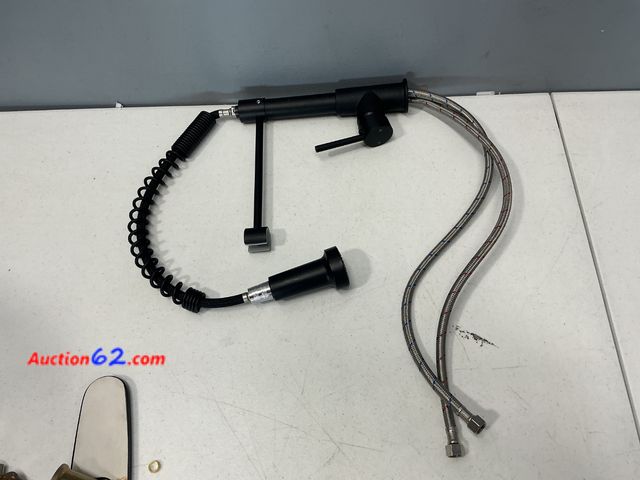 Lot 44-2553a - Black Kitchen Faucet with Pull Down Sprayer Appears New, A basic inspection has been given to this item. Sold AS-IS. Not Tested See All Phot...