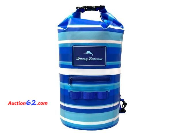 Lot 44-1798a - Tommy Bahama 20L Waterproof Dry Bag, Roll-Top (Harbor Stripe) See All Photo's Not Tested Appears New, A basic inspection has been given to t...