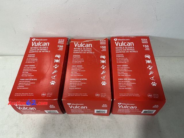 Lot 44-542j - Medicom Vulcan Nitrile Gloves Latex-Free General Purpose Indigo Color 150ct, MD See All Photo's Not Tested E-Commerce Return, A basic inspec...
