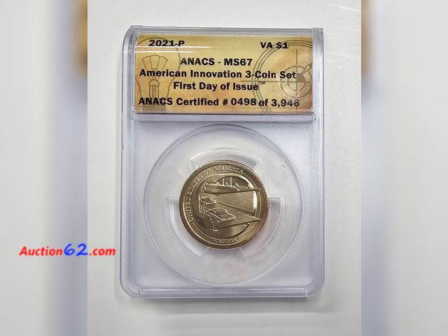 Lot 44-8348f - 2021-P INNOVATION DOLLAR PAYING TRIBUTE TO VIRGINA STATE'S ILLUSTRIOUS HISTORY AND GROUNDBREAKING CONTRIBUTIONS TO AMERICAN INNOVATION. GRAD...