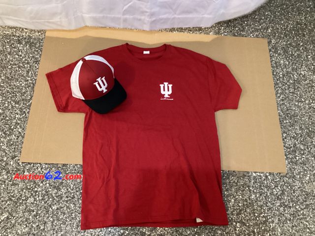 Lot 44-7731i - Lot of (1) adult large Indiana University T-shirt and (1) IU trucker hat.  Appears New, A basic inspection has been given to this item. Sold...