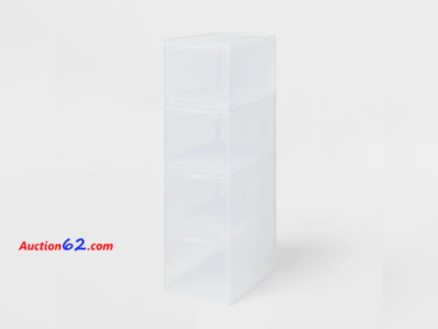 Lot 44-862i - Stackable Small Bin Front Opening Clear - Brightroom™: Transparent Utility Storage, Stackable, 12 Volume Capacity See All Photo's Not Tested...