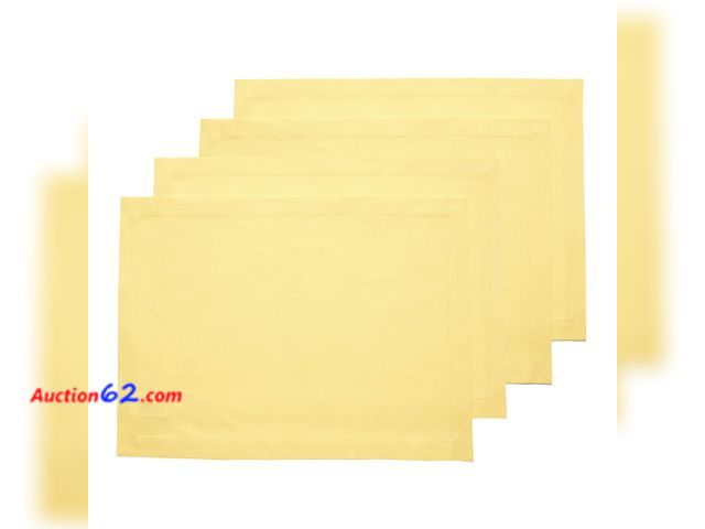Lot 44-2971e - Solino Home Cotton Linen Dinner Napkins Yellow, Dru 20 x 20 in, Set of 4 Appears New, A basic inspection has been given to this item. Sold A...