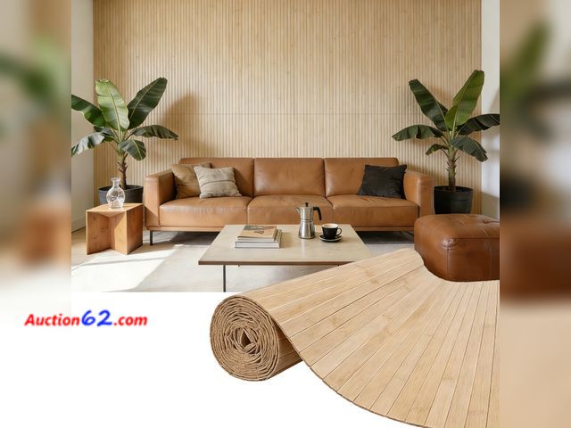 Lot 44-125 - ULTAC Natural Bamboo Wall Panel for Interior Wall Decor, Pole Wrap Wainscoting Paneling, Formaldehyde-Free Interior Decor for Living Room,Ki...