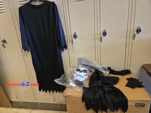 Lot 44-6516q - Size Large Tinsow Grim Reaper Costume for Kids Light Up Mask, Scythe Included Appears New, A basic inspection has been given to this item. S...