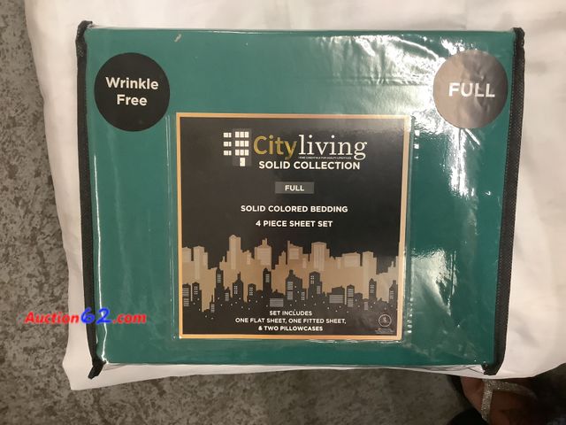 Lot 44-6087e - City Living Green, Full Size, 4 Piece Sheet Set, Wrinkle Free. Appears New, A basic inspection has been given to this item. Sold AS-IS. See ...