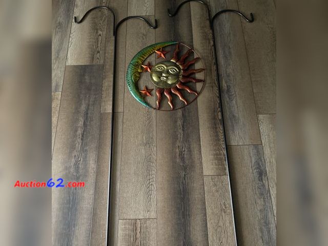 Lot 44-2018o - Used only a couple of weeks. Two approximately 7ft double hanging shepherds hooks. New outdoor sun hanging decoration. See photos. Appears N...