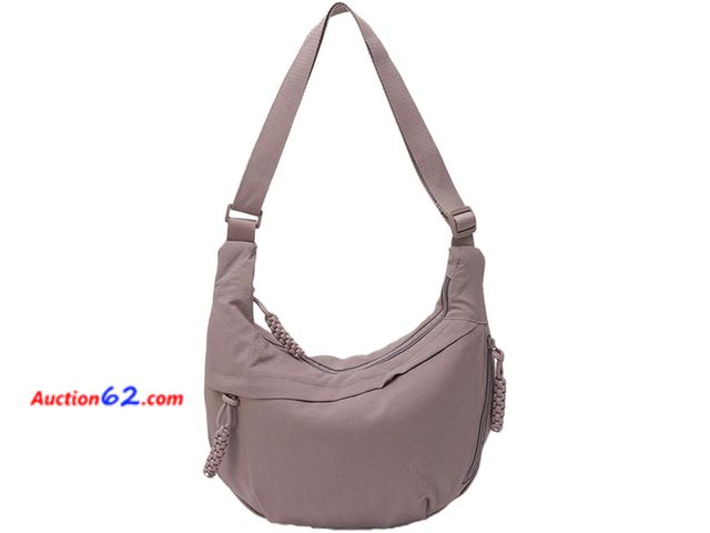 Lot 44-5552f - Nylon Crescent Crossbody Bag for Women Shoulder Tote Handbag Casual Sling Bag Dumpling Purse Bag for Outdoor Travel (Dark Pink).  Appears Ne...