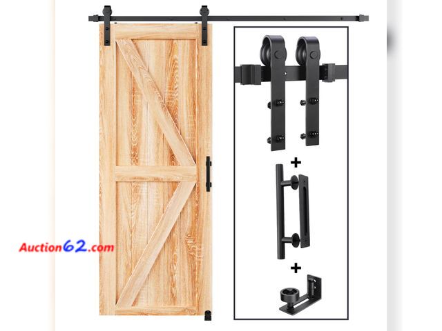 Lot 44-760w - EaseLife 5.5 FT Sliding Barn Door Track and Handle Hardware Kit,Basic J Pulley,Slide Smoothly Quietly,Easy Install (5.5FT Track Kit for 30"~...