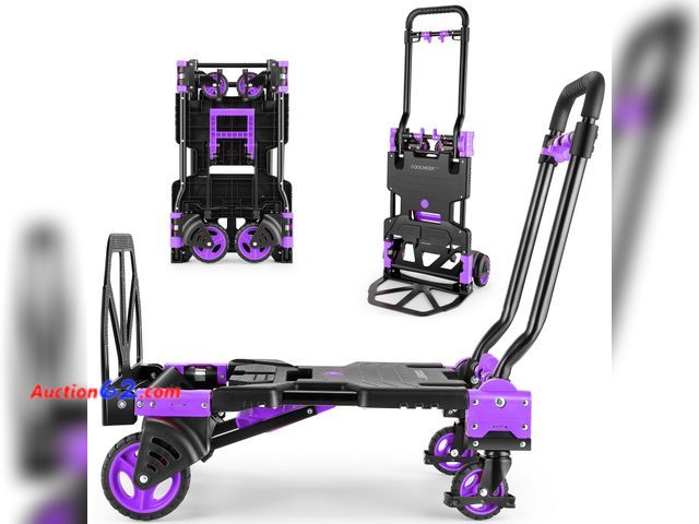 Lot 44-114m - $119.99 Retail price - Folding Hand Truck Dolly, 330lb Convertible 4 to 2 Wheel Moving Cart,Purple See All Photo's Appears New, A basic insp...
