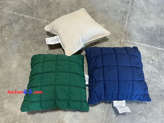 Lot 44-220e - Set of 3 Pillows - Green, Blue, and Off-White See All Photo's E-Commerce Return, A basic inspection has been given to this item. Sold AS-IS.